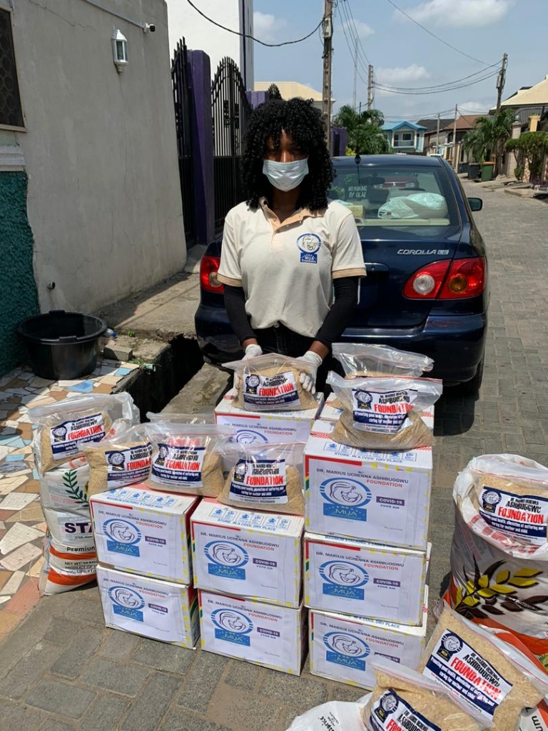 Muaf team at the Lagos Food Bank Initiative to contribute to the Covid-19 food aid